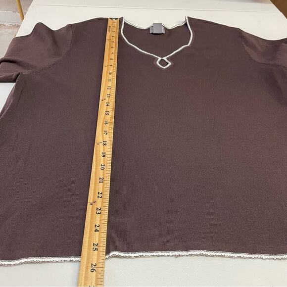 Sigrid Olson brown ribbed knit blouse women's size 2X - Picture 10 of 11